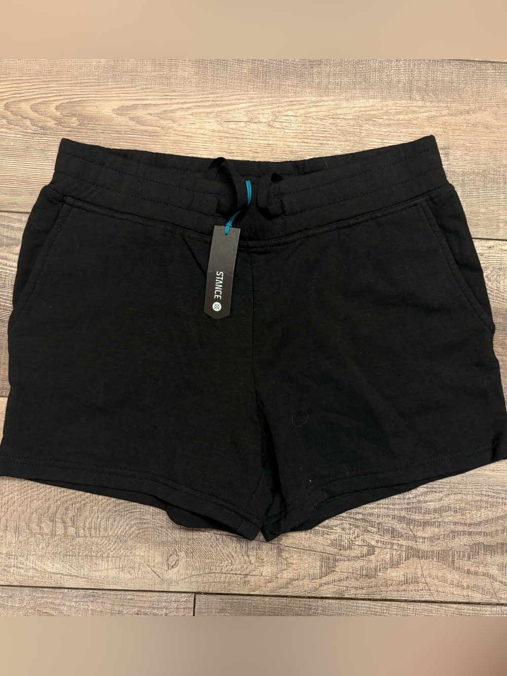 Stance Shelter Butter blend Women's size SM Black Drawstring Athletic Shorts NWT